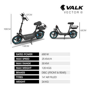 Valk Electric Scooter With Seat, 30Km Range, Au Compliant, Disc Brakes, 14&Quot; Tyres, For Adults, Teens, Commuter – Nice N Cheap Variety Store Valk Electric Scooter With Seat, 30Km Range, Au Compliant, Disc Brakes, 14&Quot; Tyres, For Adults, Teens, Commuter - Image 3
