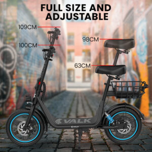 Valk Electric Scooter With Seat, 30Km Range, Au Compliant, Disc Brakes, 14&Quot; Tyres, For Adults, Teens, Commuter – Nice N Cheap Variety Store Valk Electric Scooter With Seat, 30Km Range, Au Compliant, Disc Brakes, 14&Quot; Tyres, For Adults, Teens, Commuter - Image 8