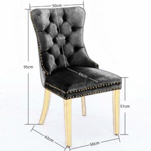Aaden 2X Velvet Dining Chairs With Golden Metal Legs-Grey - Image 6