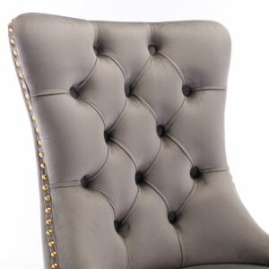 Aaden 2X Velvet Dining Chairs With Golden Metal Legs-Grey - Image 10