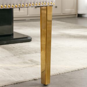 Aaden 2X Velvet Dining Chairs With Golden Metal Legs-Grey - Image 13