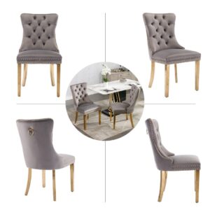 Aaden 2X Velvet Dining Chairs With Golden Metal Legs-Grey - Image 15