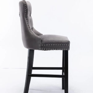 2X Velvet Bar Stools With Studs Trim Wooden Legs Tufted Dining Chairs Kitchen – Nice N Cheap Variety Store 2X Velvet Bar Stools With Studs Trim Wooden Legs Tufted Dining Chairs Kitchen - Image 4
