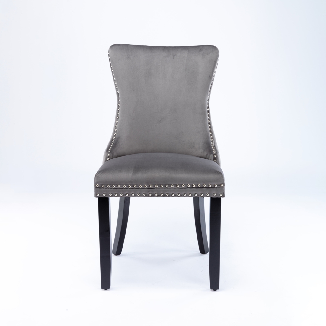 8X Velvet Upholstered Dining Chairs Tufted Wingback Side Chair With Studs Trim Solid Wood Legs For Kitchen – Nice N Cheap Variety Store 8X Velvet Upholstered Dining Chairs Tufted Wingback Side Chair With Studs Trim Solid Wood Legs For Kitchen - Image 3