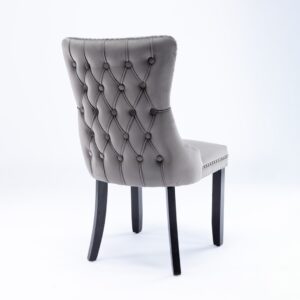 8X Velvet Upholstered Dining Chairs Tufted Wingback Side Chair With Studs Trim Solid Wood Legs For Kitchen – Nice N Cheap Variety Store 8X Velvet Upholstered Dining Chairs Tufted Wingback Side Chair With Studs Trim Solid Wood Legs For Kitchen - Image 4