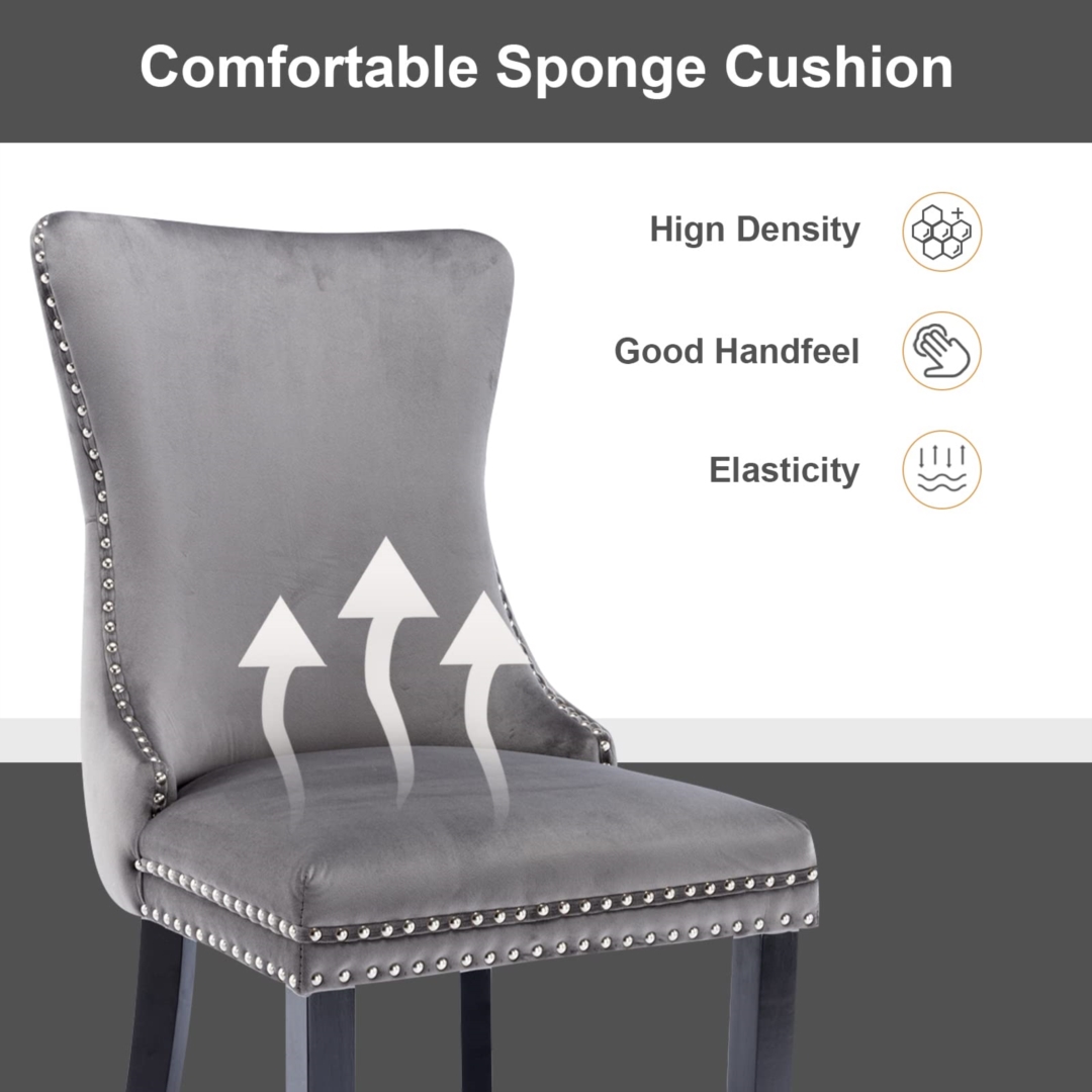 8X Velvet Upholstered Dining Chairs Tufted Wingback Side Chair With Studs Trim Solid Wood Legs For Kitchen – Nice N Cheap Variety Store 8X Velvet Upholstered Dining Chairs Tufted Wingback Side Chair With Studs Trim Solid Wood Legs For Kitchen - Image 10