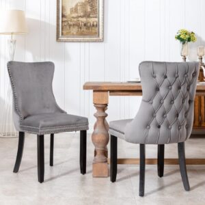 8X Velvet Upholstered Dining Chairs Tufted Wingback Side Chair With Studs Trim Solid Wood Legs For Kitchen – Nice N Cheap Variety Store 8X Velvet Upholstered Dining Chairs Tufted Wingback Side Chair With Studs Trim Solid Wood Legs For Kitchen - Image 11