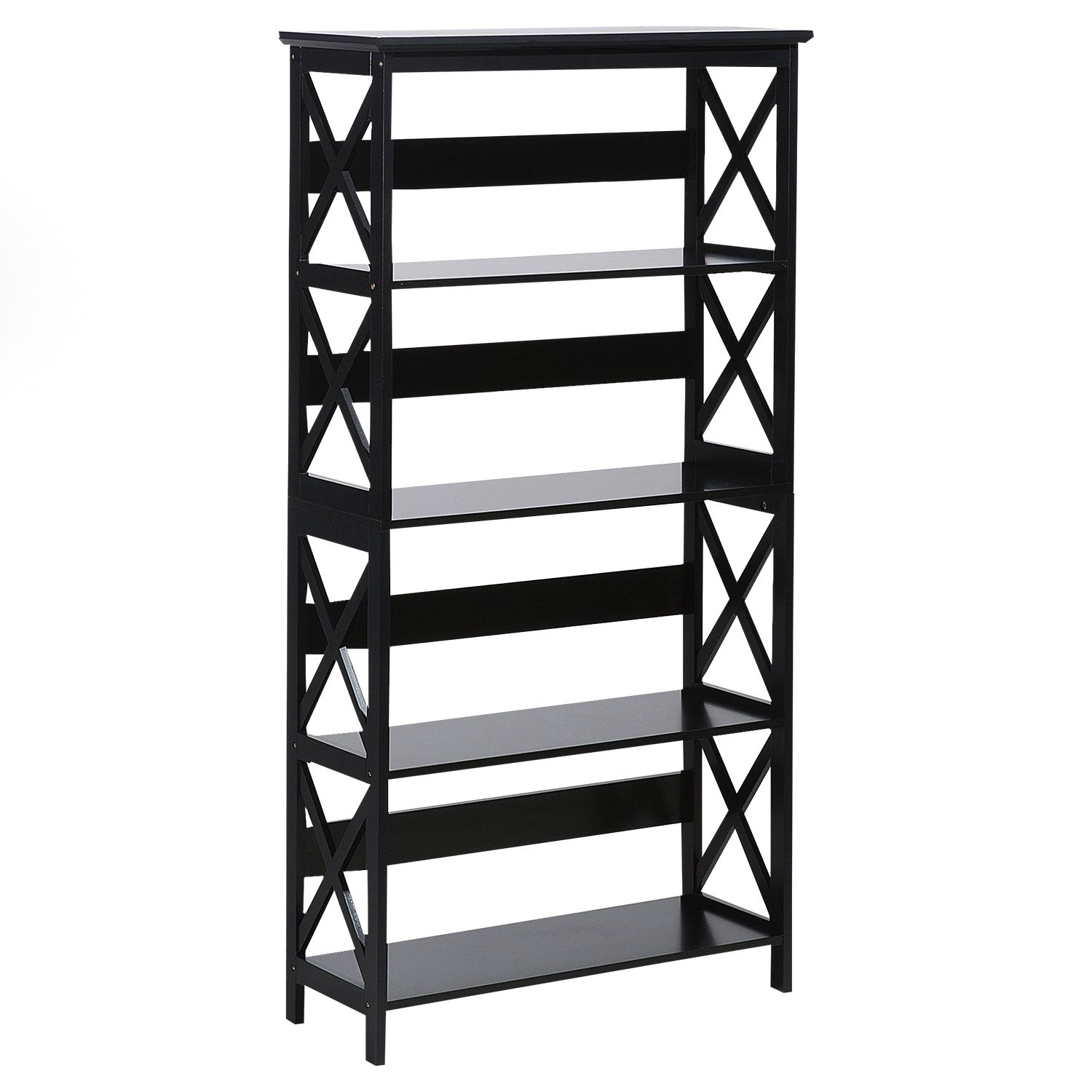 Sarantino Daphne 5-Tier Cross Panel Bookshelf – Nice N Cheap Variety Store Sarantino Daphne 5-Tier Cross Panel Bookshelf