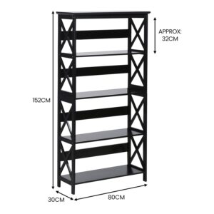 Sarantino Daphne 5-Tier Cross Panel Bookshelf – Nice N Cheap Variety Store Sarantino Daphne 5-Tier Cross Panel Bookshelf - Image 2