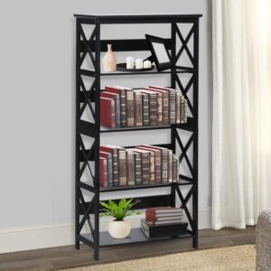 Sarantino Daphne 5-Tier Cross Panel Bookshelf – Nice N Cheap Variety Store Sarantino Daphne 5-Tier Cross Panel Bookshelf - Image 10