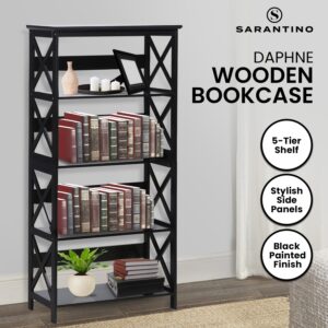 Sarantino Daphne 5-Tier Cross Panel Bookshelf – Nice N Cheap Variety Store Sarantino Daphne 5-Tier Cross Panel Bookshelf - Image 11