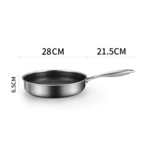304 Stainless Steel Frying Pan Non-Stick Cooking Frypan Cookware 28Cm Honeycomb Double Sided Without Lid - Image 13