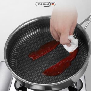 Stainless Steel Frying Pan Non-Stick Cooking Frypan Cookware 28Cm Honeycomb Double Sided - Image 8