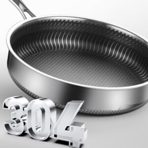 Stainless Steel Frying Pan Non-Stick Cooking Frypan Cookware 28Cm Honeycomb Double Sided - Image 9