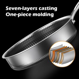 Stainless Steel Frying Pan Non-Stick Cooking Frypan Cookware 32Cm Honeycomb Double Sided - Image 3