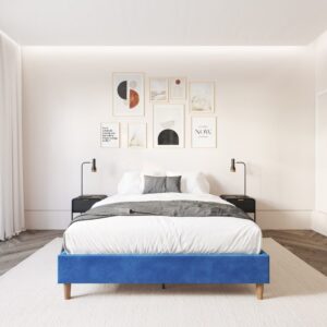 Velvet Blue Bed Frame – Double – Nice N Cheap Variety Store Velvet Blue Bed Frame – Double - Image 5