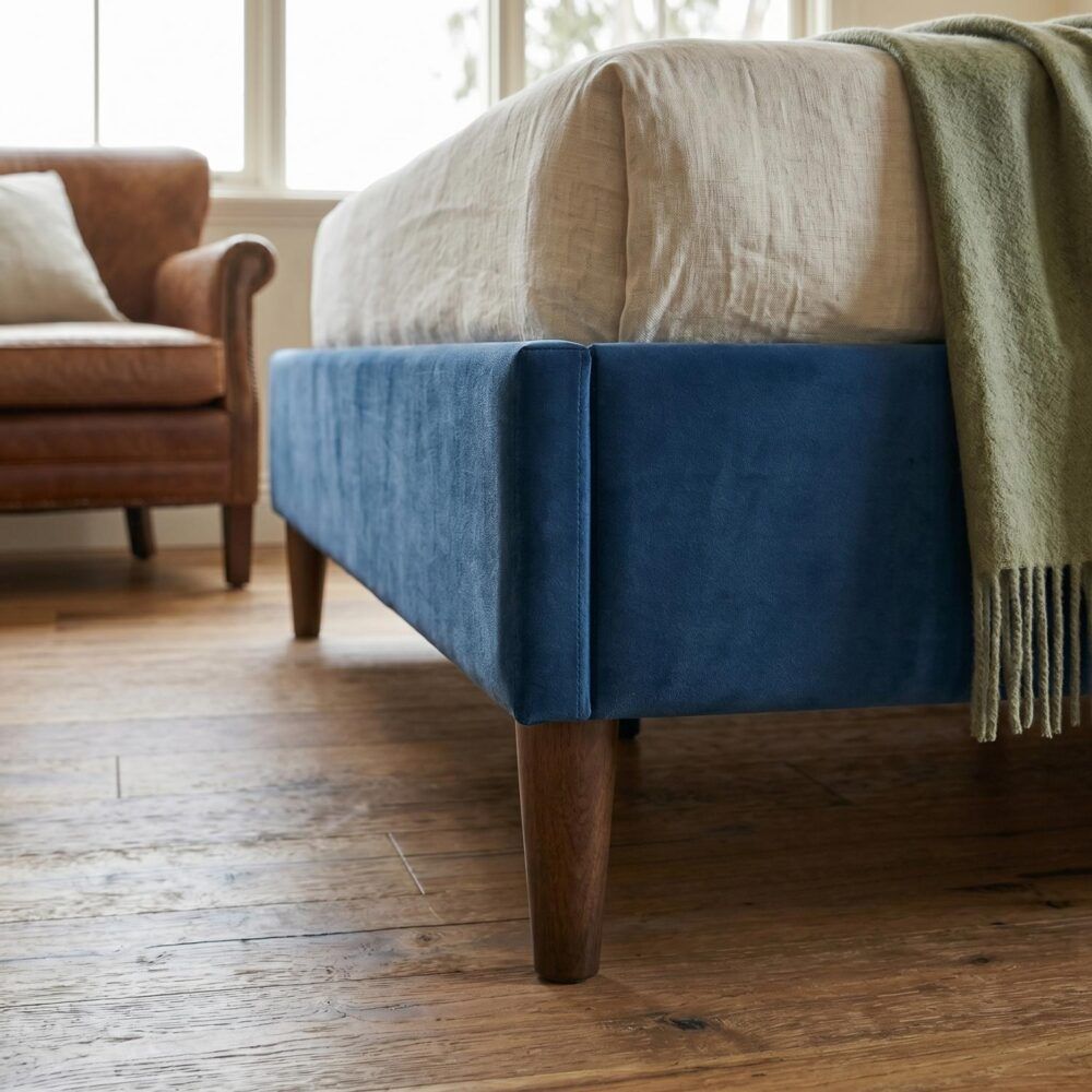 Velvet Blue Bed Frame – Double – Nice N Cheap Variety Store Velvet Blue Bed Frame – Double - Image 10
