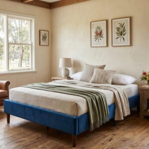 Velvet Blue Bed Frame – Single – Nice N Cheap Variety Store Velvet Blue Bed Frame – Single - Image 2