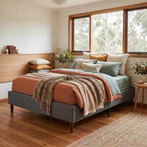 Bed Frame Mattress Foundation (Dark Grey) – Queen - Image 2