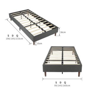 Bed Frame Mattress Foundation (Dark Grey) – Queen - Image 15