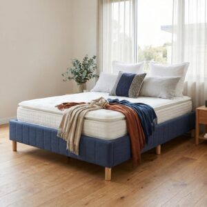 Metal Bed Frame Mattress Foundation Blue – King - Image 2