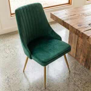 Viva Forever Set Of 2 Green Velvet Dining Chairs-Art Deco Design With Gold Metal Legs - Image 4