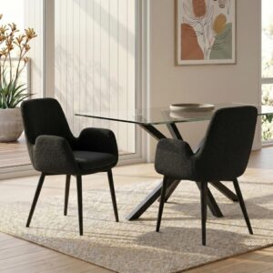 Charcoal Embrace Boucle – teddy Sherpa Fabric Armchair Set