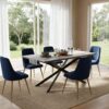 Dining Delight: Rectangular Table And Navy Velvet Chairs Dining Set Product Image Nice N Cheap Variety Store