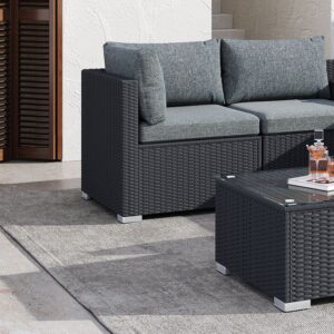 6Pcs Outdoor Modular Lounge Sofa Coogee-Black - Image 4