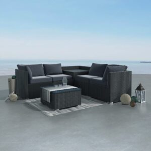 6Pcs Outdoor Modular Lounge Sofa Coogee-Black - Image 3