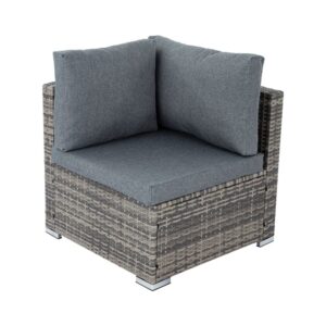 7Pc Outdoor Wicker Lounge With Storage Corner (Grey) - Image 7
