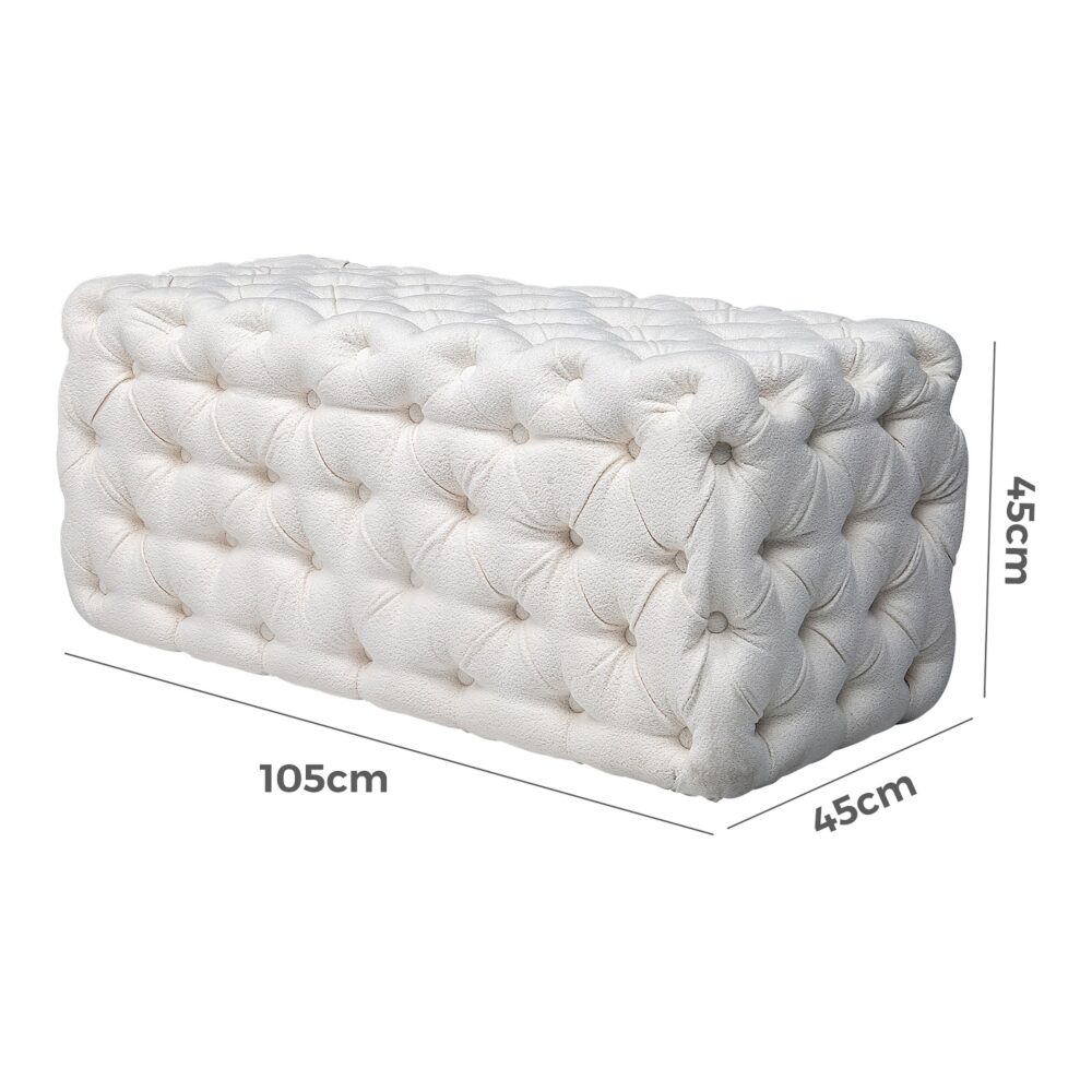 Elsa Tufted Ottoman Beach Boucle White-Rectangular – Nice N Cheap Variety Store Elsa Tufted Ottoman Beach Boucle White-Rectangular - Image 9