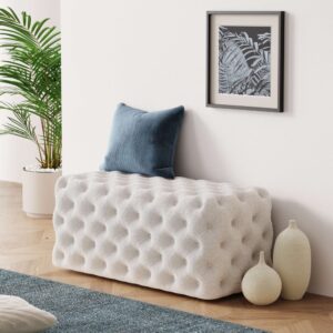 Elsa Tufted Ottoman Beach Boucle White-Rectangular – Nice N Cheap Variety Store Elsa Tufted Ottoman Beach Boucle White-Rectangular - Image 2