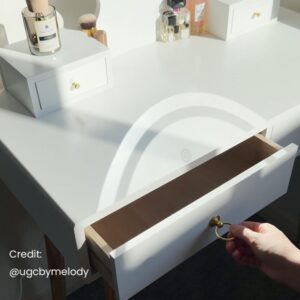 Dressing Vanity Table Stool Set With Make-Up Led Lighted Mirror-White - Image 10
