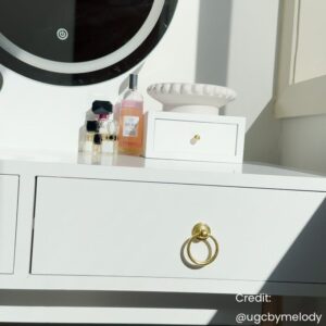 Dressing Vanity Table Stool Set With Make-Up Led Lighted Mirror-White - Image 14