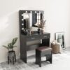Fidel Vanity Set With Cushioned Stool And Lighted Mirror- Black Product Image Nice N Cheap Variety Store
