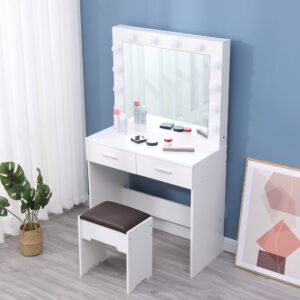 Fidel Vanity Set With Cushioned Stool And Lighted Mirror- White – Nice N Cheap Variety Store Fidel Vanity Set With Cushioned Stool And Lighted Mirror- White - Image 7