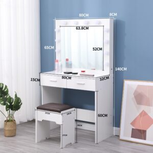 Fidel Vanity Set With Cushioned Stool And Lighted Mirror- White – Nice N Cheap Variety Store Fidel Vanity Set With Cushioned Stool And Lighted Mirror- White - Image 12