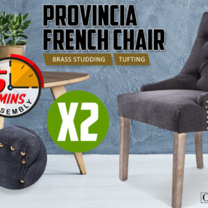 2X French Provincial Dining Chair Oak Leg Amour Black - Image 2