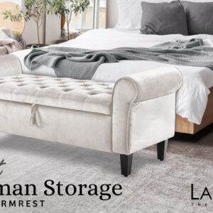 Storage Ottoman Stool Arm Bench Seat 132Cm Velvet Beige – Nice N Cheap Variety Store Storage Ottoman Stool Arm Bench Seat 132Cm Velvet Beige - Image 2