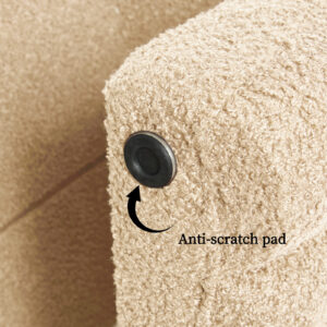 2X Ridge Arch Ottoman Stool Teddy Fleece Fabric Foot Rest 45Cm Beige - Image 9