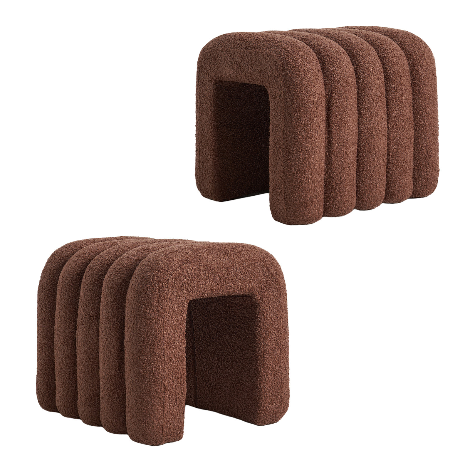 2X Ridge Arch Ottoman Stool Teddy Fleece Fabric Foot Rest 45Cm Brown – Nice N Cheap Variety Store 2X Ridge Arch Ottoman Stool Teddy Fleece Fabric Foot Rest 45Cm Brown