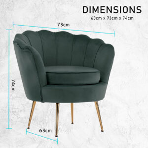 Armchair Padded Lounge Chair Accent Velvet Shell Scallop Green – Nice N Cheap Variety Store Armchair Padded Lounge Chair Accent Velvet Shell Scallop Green - Image 12