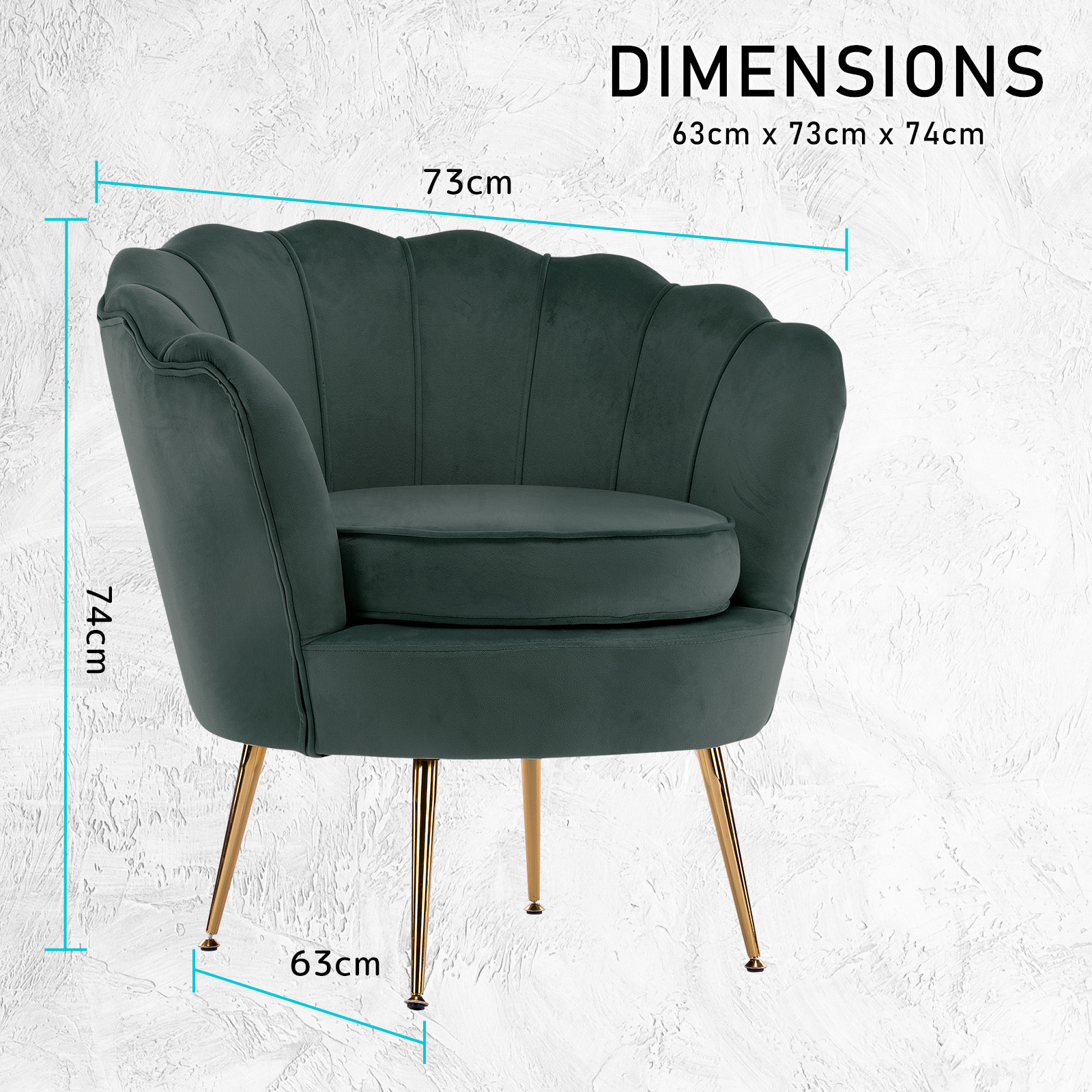Armchair Padded Lounge Chair Accent Velvet Shell Scallop Green – Nice N Cheap Variety Store Armchair Padded Lounge Chair Accent Velvet Shell Scallop Green - Image 12
