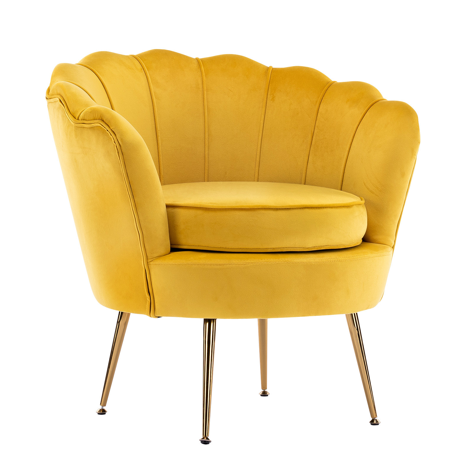 Armchair Padded Lounge Chair Accent Velvet Shell Scallop Yellow – Nice N Cheap Variety Store Armchair Padded Lounge Chair Accent Velvet Shell Scallop Yellow