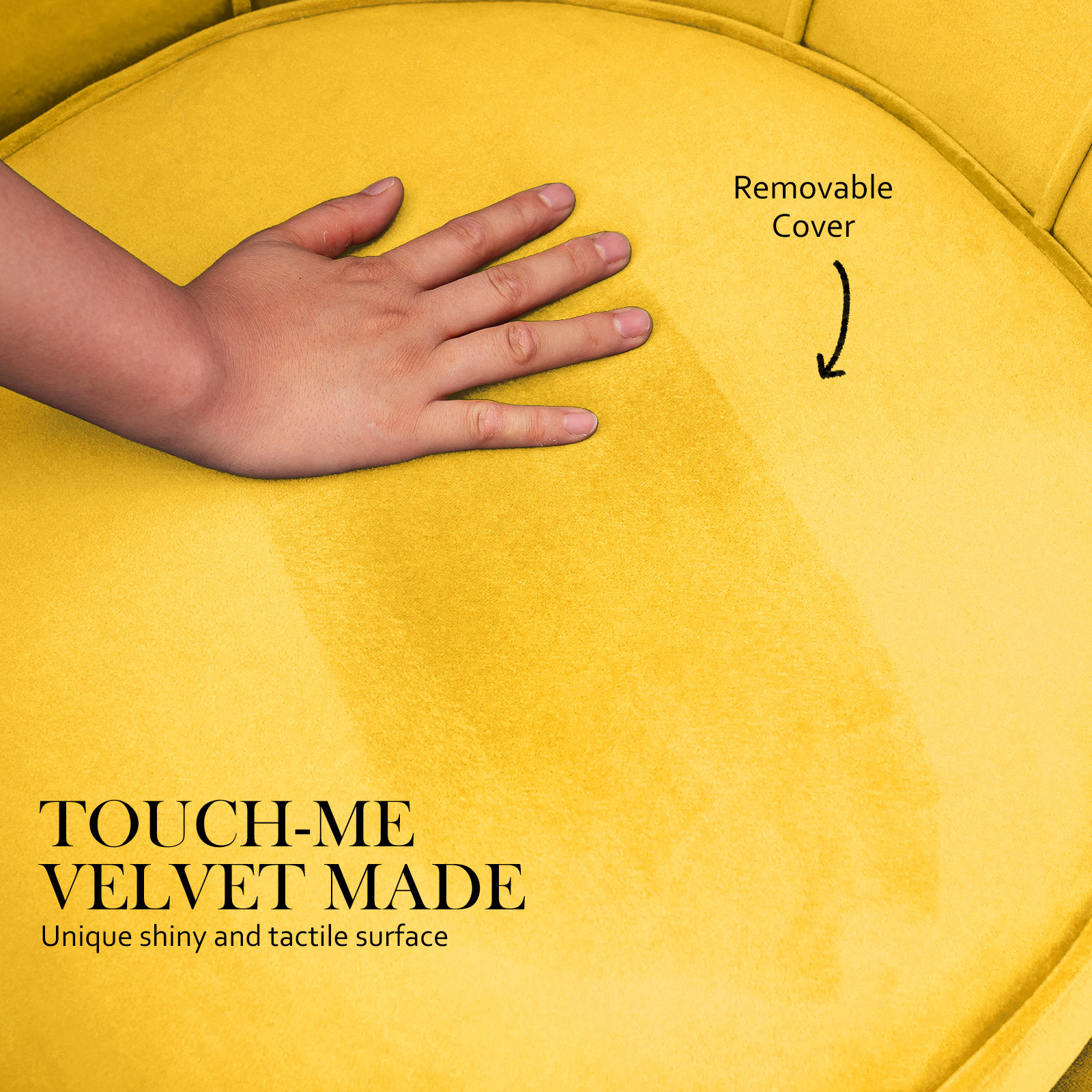 Armchair Padded Lounge Chair Accent Velvet Shell Scallop Yellow – Nice N Cheap Variety Store Armchair Padded Lounge Chair Accent Velvet Shell Scallop Yellow - Image 7