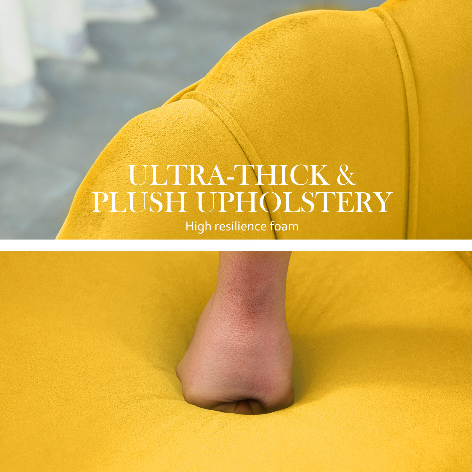 Armchair Padded Lounge Chair Accent Velvet Shell Scallop Yellow – Nice N Cheap Variety Store Armchair Padded Lounge Chair Accent Velvet Shell Scallop Yellow - Image 10