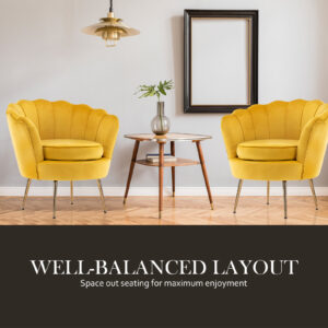 Armchair Padded Lounge Chair Accent Velvet Shell Scallop Yellow – Nice N Cheap Variety Store Armchair Padded Lounge Chair Accent Velvet Shell Scallop Yellow - Image 11