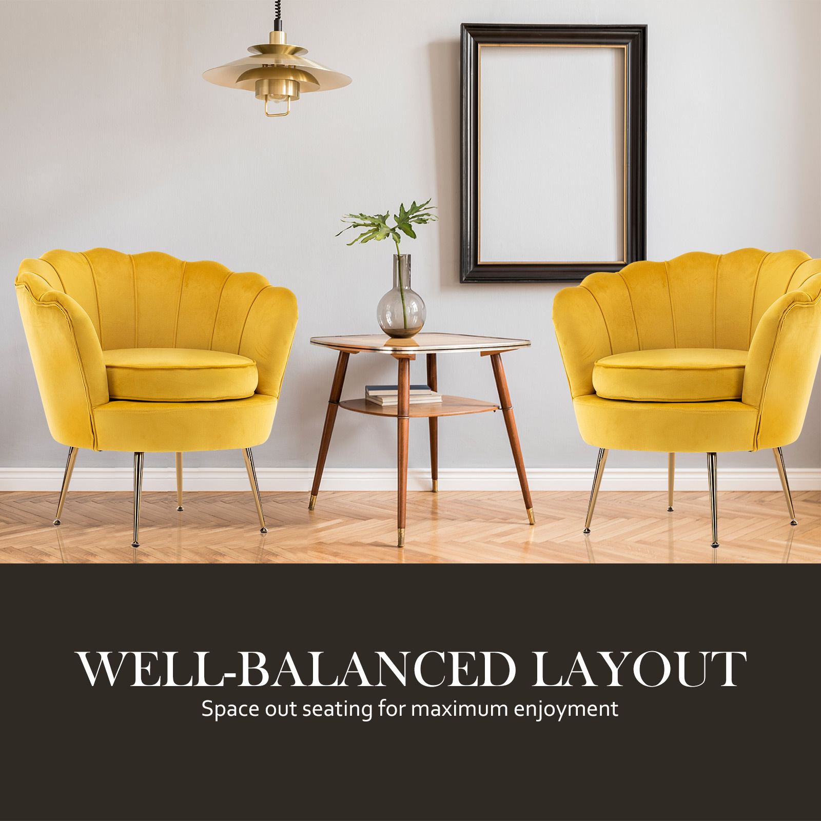 Armchair Padded Lounge Chair Accent Velvet Shell Scallop Yellow – Nice N Cheap Variety Store Armchair Padded Lounge Chair Accent Velvet Shell Scallop Yellow - Image 11