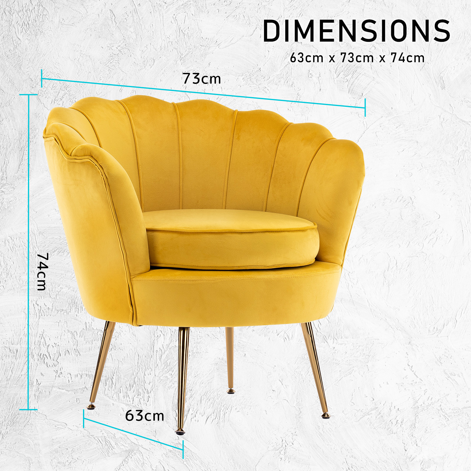 Armchair Padded Lounge Chair Accent Velvet Shell Scallop Yellow – Nice N Cheap Variety Store Armchair Padded Lounge Chair Accent Velvet Shell Scallop Yellow - Image 12